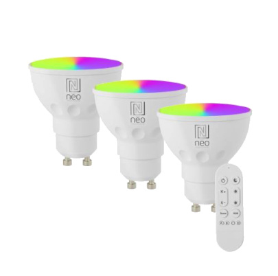 Immax NEO 3x Smart žiarovka LED GU10 6W RGB + CCT farebná a biela, stmievateľná, WiFi, Beacon